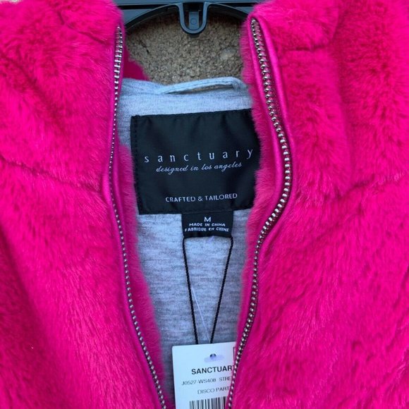 Sanctuary Luv The Nightlife Faux Fur Hoodie Jacket- Size Medium - Picture 3 of 4